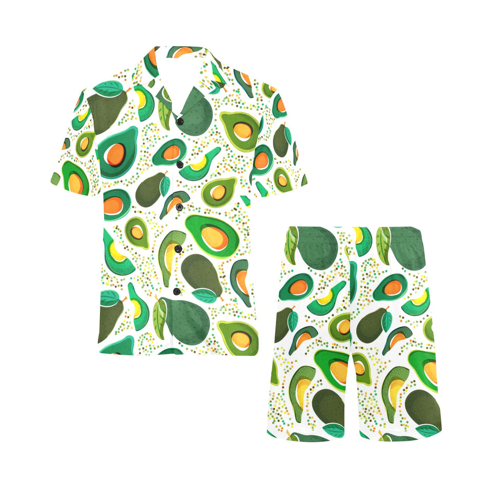 Avocado design pattern Men's V-Neck Short Pajama Set