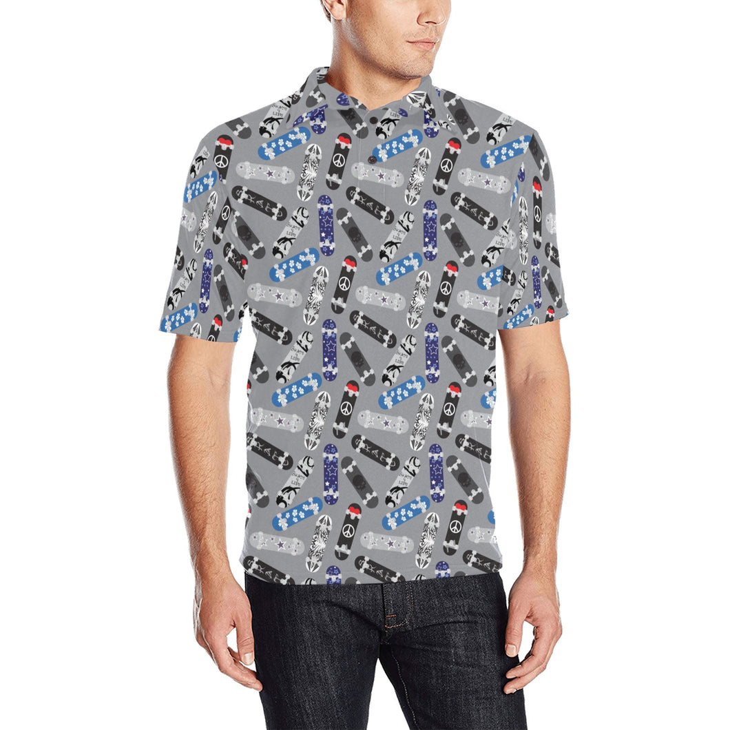 Skate Board Pattern Print Design 03 Men's All Over Print Polo Shirt