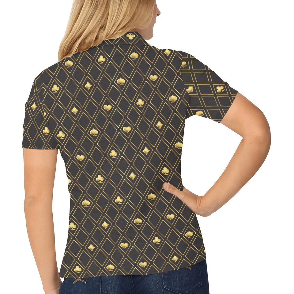 Casino Cards Suits Pattern Print Design 01 Women's All Over Print Polo Shirt