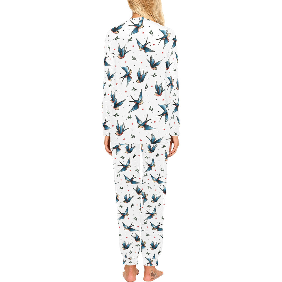 Swallow Pattern Print Design 04 Women's All Over Print Pajama Set