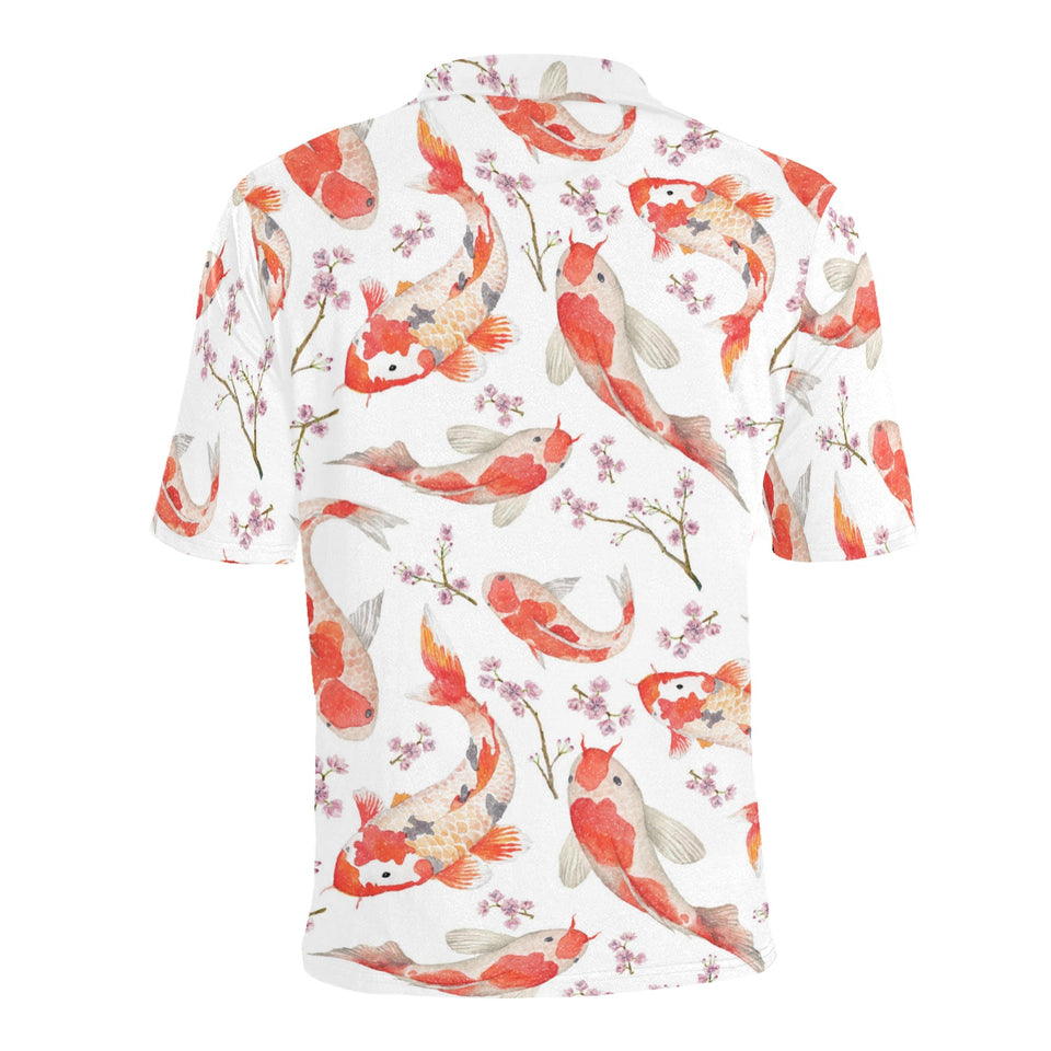 Watercolor Koi Fish Carp Fish pattern Men's All Over Print Polo Shirt