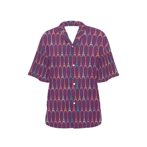 Eiffel Tower Pattern Print Design 05 Women's All Over Print Hawaiian Shirt