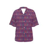 Eiffel Tower Pattern Print Design 05 Women's All Over Print Hawaiian Shirt