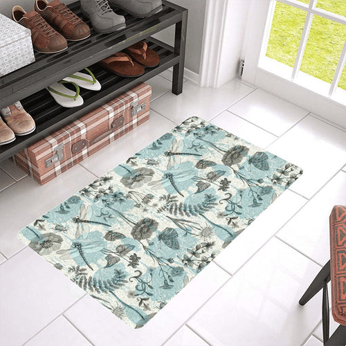 Dragonfly Butterfly Plants insect flower vintage s Doormat