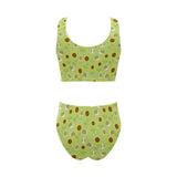 Snail Pattern Print Design 01 Chest Bowknot High Waisted Bikini Swimsuit