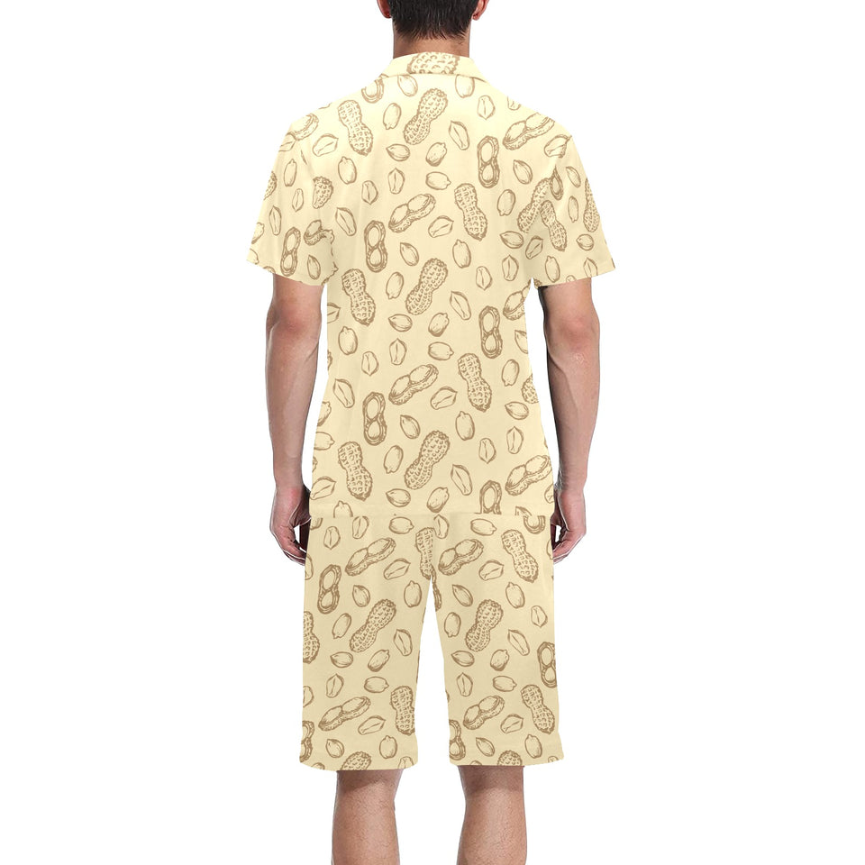 hand drawn peanuts pattern Men's V-Neck Short Pajama Set