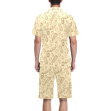 hand drawn peanuts pattern Men's V-Neck Short Pajama Set