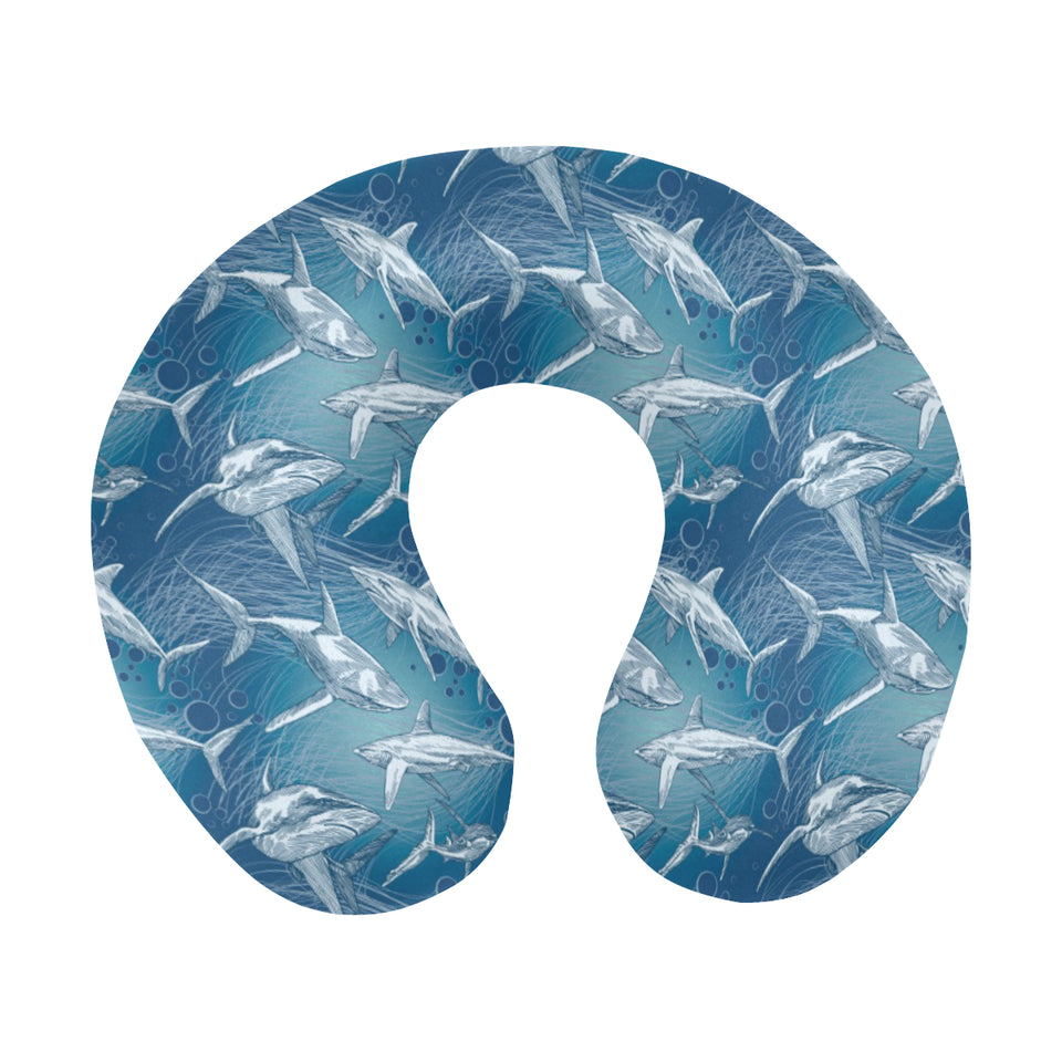 Shark hand drawn U-Shaped Travel Neck Pillow