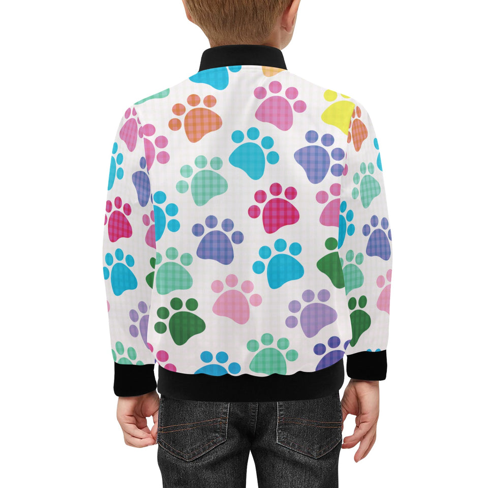 Dog Paws Pattern Print Design 01 Kids' Boys' Girls' Bomber Jacket