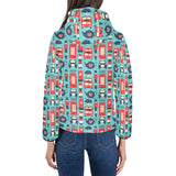 British Pattern Print Design 04 Women's Padded Hooded Jacket