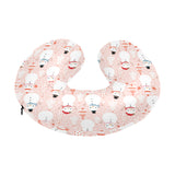 Cute snowman christmas tree snowpink background U-Shaped Travel Neck Pillow
