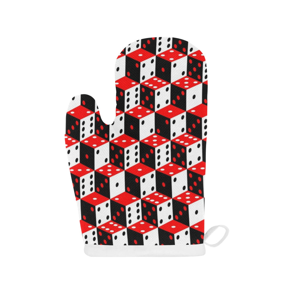 Dice Pattern Print Design 02 Heat Resistant Oven Mitts