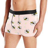 Cute bee flower pattern pink background Men's All Over Print Boxer Briefs Men's Underwear