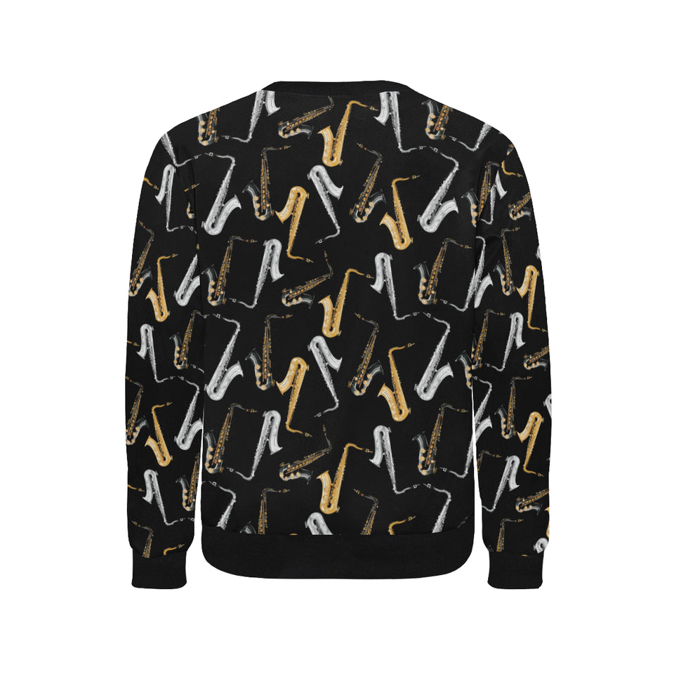 saxophone design pattern Men's Crew Neck Sweatshirt