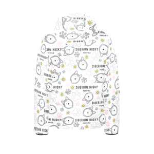 Siberian Husky design pattern Kids' Boys' Girls' Padded Hooded Jacket