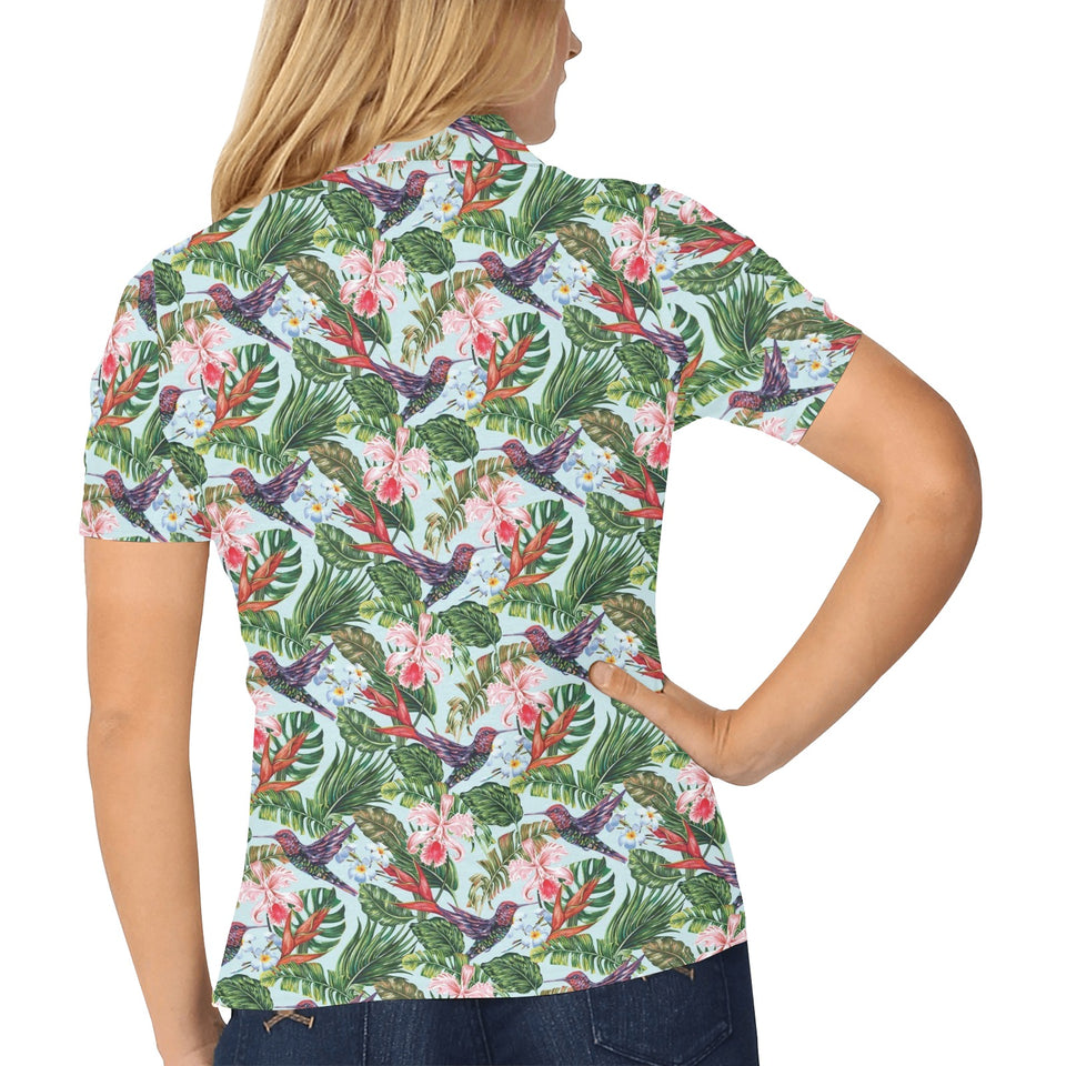 Hummingbird Pattern Print Design 05 Women's All Over Print Polo Shirt