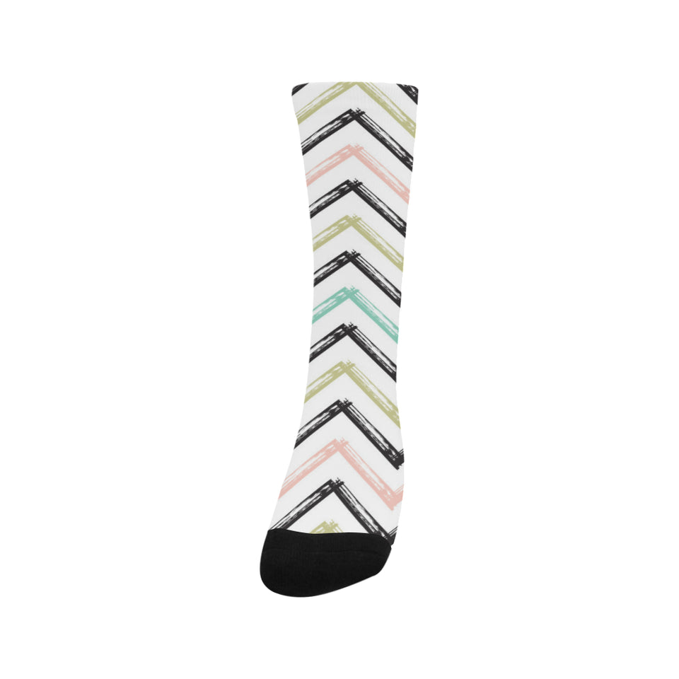 zigzag  chevron paint pattern Crew Socks