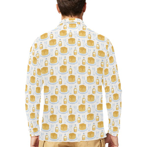 Pancake Pattern Print Design 05 Men's Long Sleeve Polo Shirt