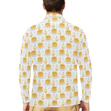 Pancake Pattern Print Design 05 Men's Long Sleeve Polo Shirt