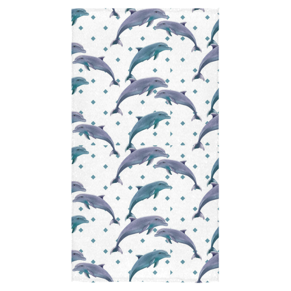 Dolphins pattern dotted background Bath Towel