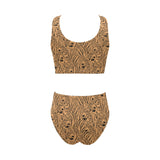 Bengal tigers pattern Chest Bowknot High Waisted Bikini Swimsuit
