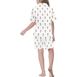 Greyhound Pattern Print Design 05 Kids' Boys' Girls' V-Neck Short Pajama Set