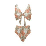 Cocoa beans Cocoa tree pattern Chest Bowknot High Waisted Bikini Swimsuit
