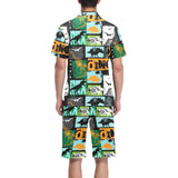 dinosaurs print pattern Men's V-Neck Short Pajama Set