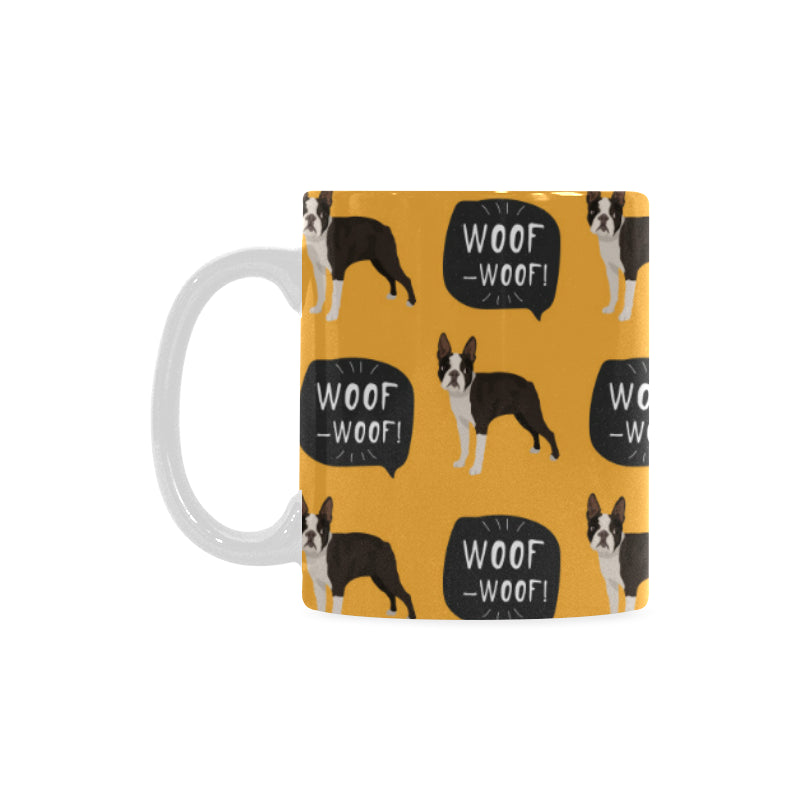 Boston terrier design pattern Classical White Mug (Fulfilled In US)
