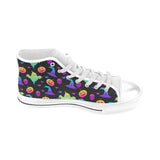 Colorful halloween background Men's High Top Canvas Shoes White