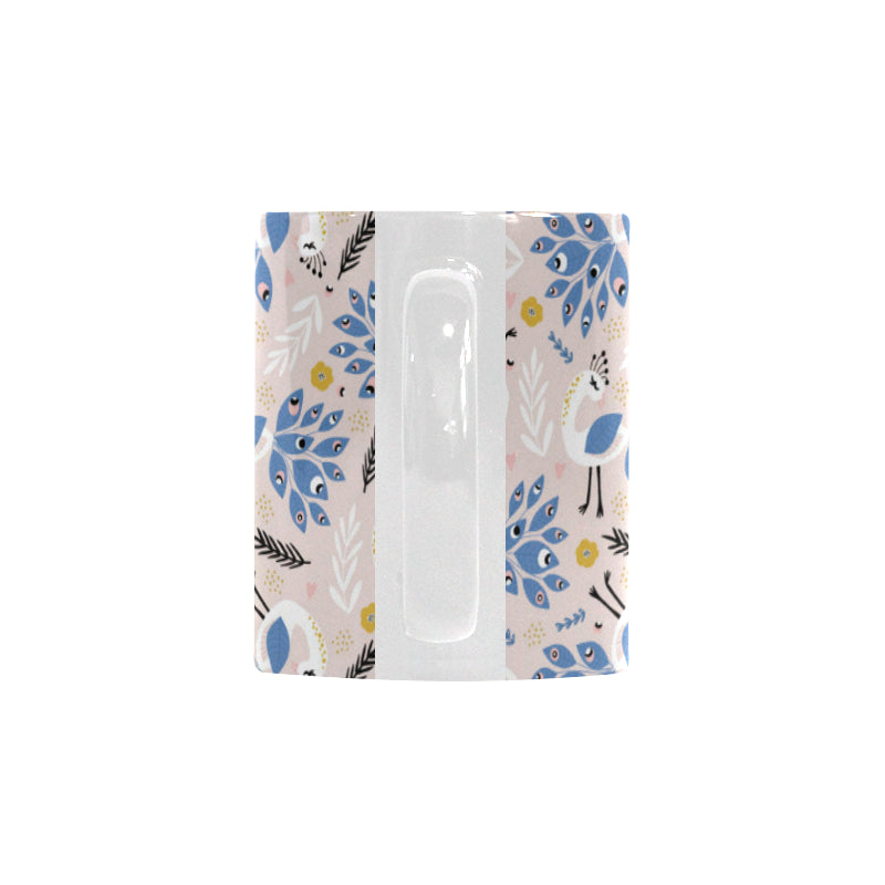 Cute peacock pattern Classical White Mug (Fulfilled In US)
