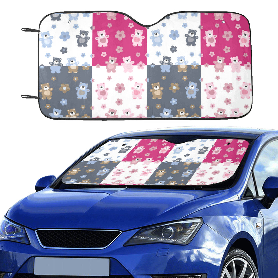Teddy Bear Pattern Print Design 03 Car Sun Shade