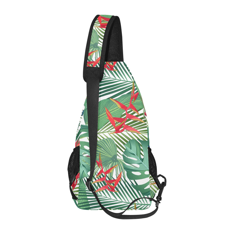 heliconia palm and monstera leaves pattern All Over Print Chest Bag