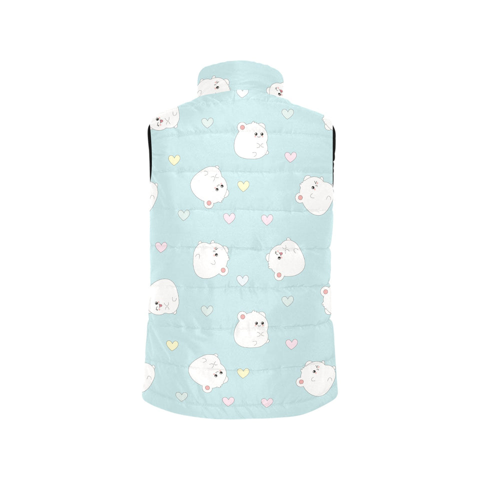 White cute hamsters heart pattern Women's Padded Vest