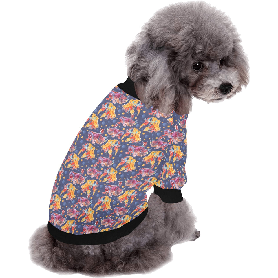 Goldfish Pattern Print Design 05 All Over Print Pet Dog Round Neck Fuzzy Shirt
