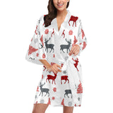 Deer tree snowflakes chrismas pattern Women's Short Kimono Robe