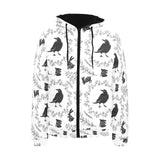 Crows floral wreath rabbit pattern Men's Padded Hooded Jacket
