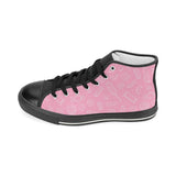 Sweet candy pink background Women's High Top Canvas Shoes Black