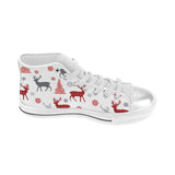 Deer tree snowflakes chrismas pattern Women's High Top Canvas Shoes White
