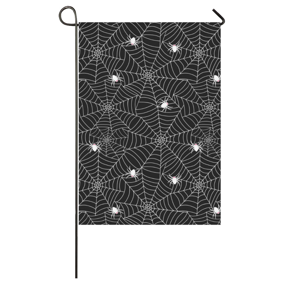 Spider web design pattern Black background white c House Flag Garden Flag