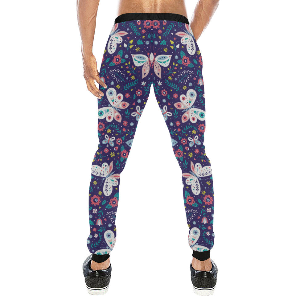 Colorful butterfly flower pattern.eps Unisex Casual Sweatpants