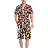 Goldfish Pattern Print Design 03 Men's V-Neck Short Pajama Set