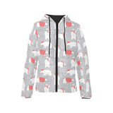 Cute polar bear christmas snow pattern Women's Padded Hooded Jacket