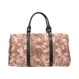 Pink sakura cherry blossom drak brown background Travel Bag