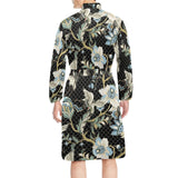 Japanese crane ornament elements Men's Long Sleeve Belted Night Robe