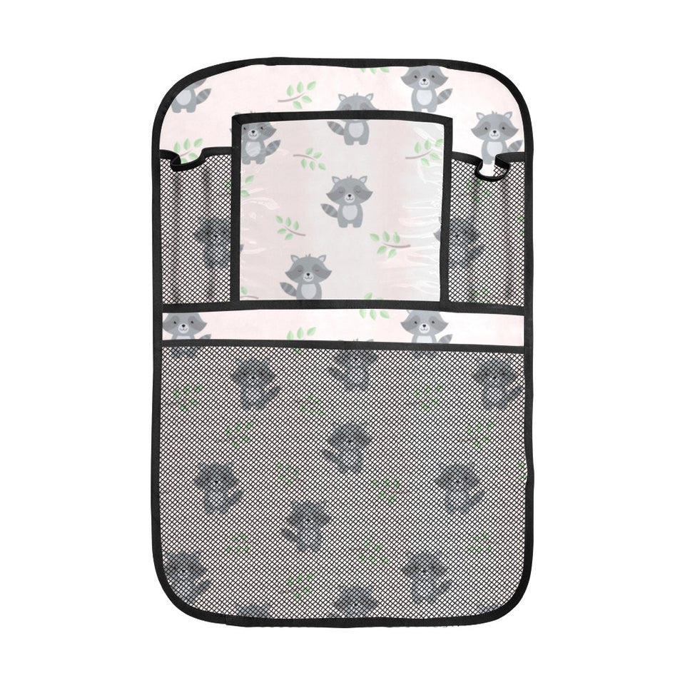 cute raccoons leaves pattern Car Seat Back Organizer