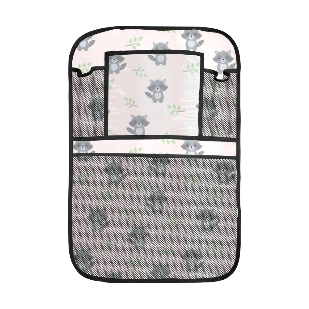 cute raccoons leaves pattern Car Seat Back Organizer