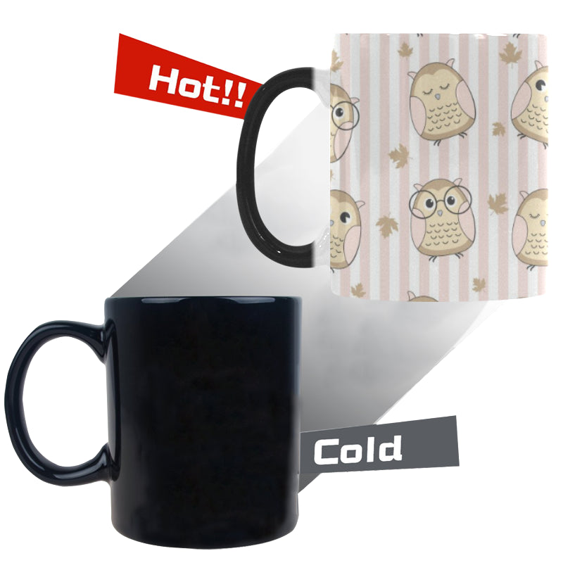 cute owl leaf Morphing Mug Heat Changing Mug