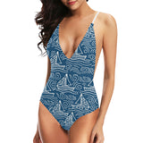 Hand drawn sailboat pattern Women's One-Piece Swimsuit