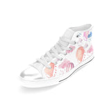 Watercolor air balloon cloud pattern Women's High Top Canvas Shoes White